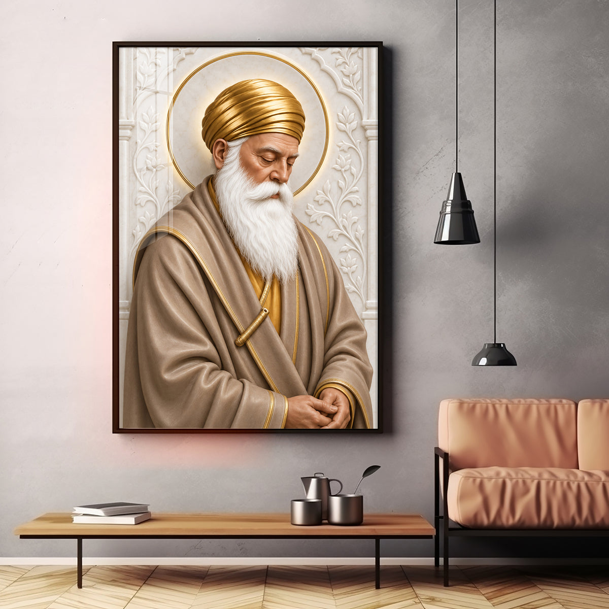 Guru Nanak Devji Meditation Premium Acrylic Vertical Wall Art