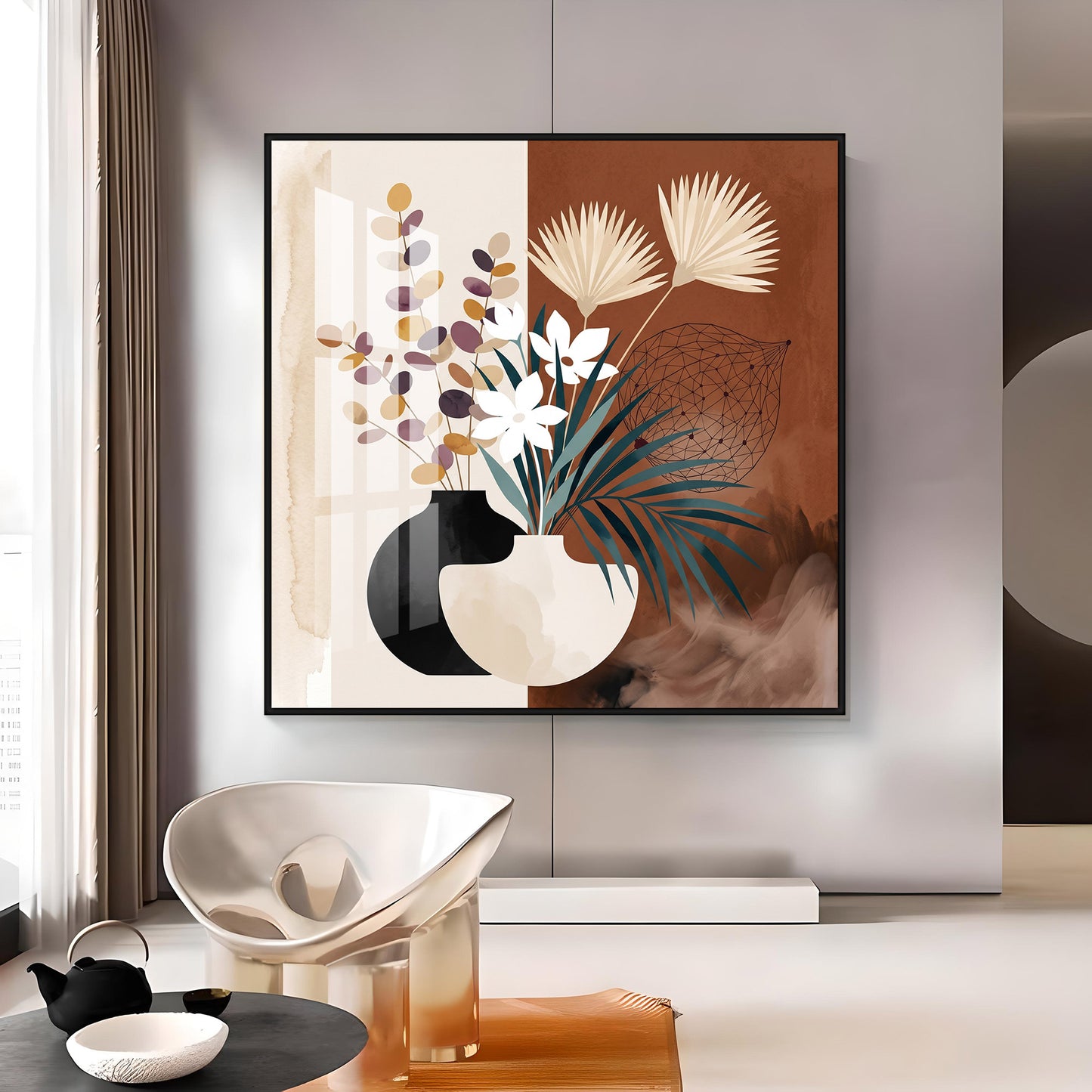 Two Overlapping Silhouettes Premium Acrylic Square Wall Art