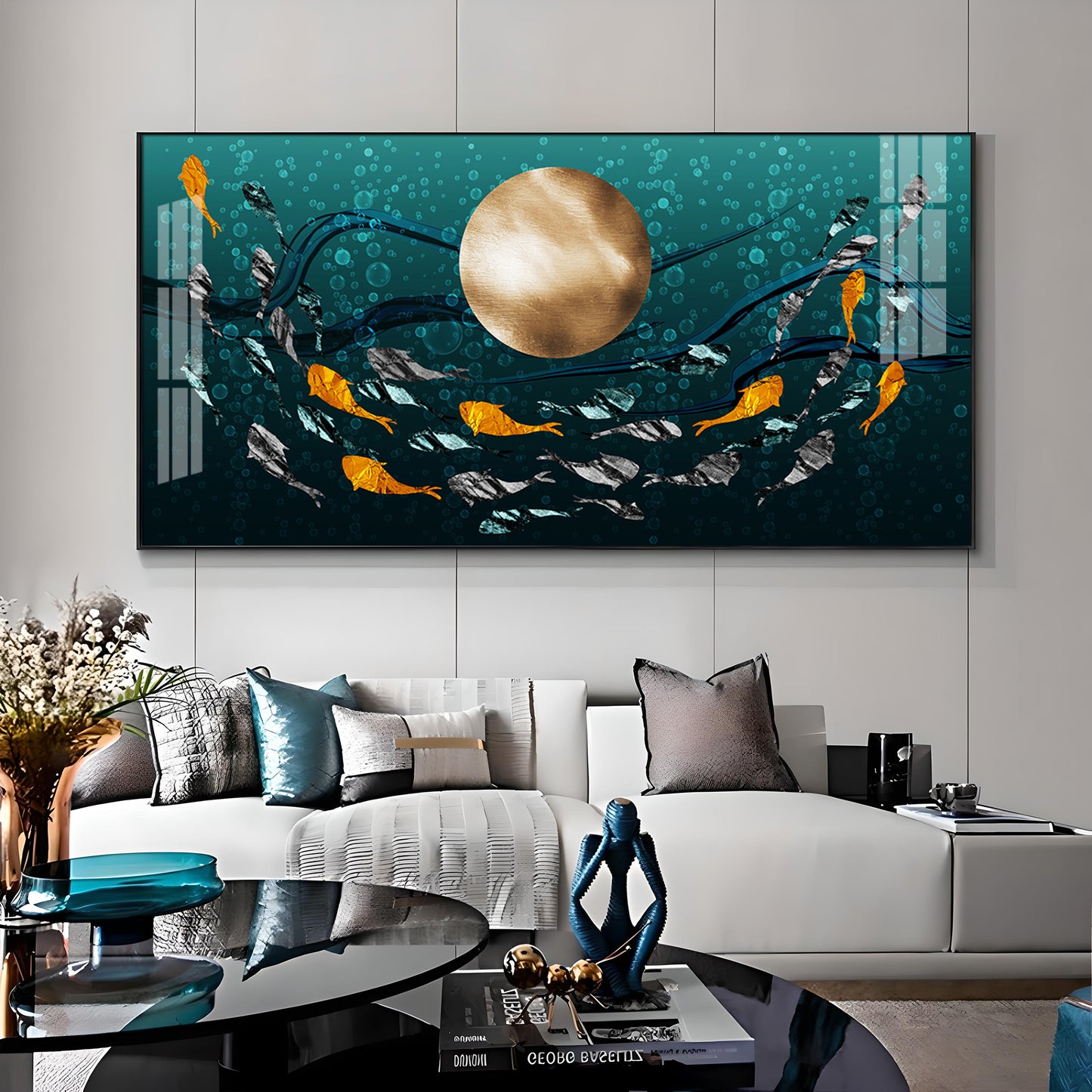 Golden Koi Fish Premium Acrylic Horizontal Wall Art