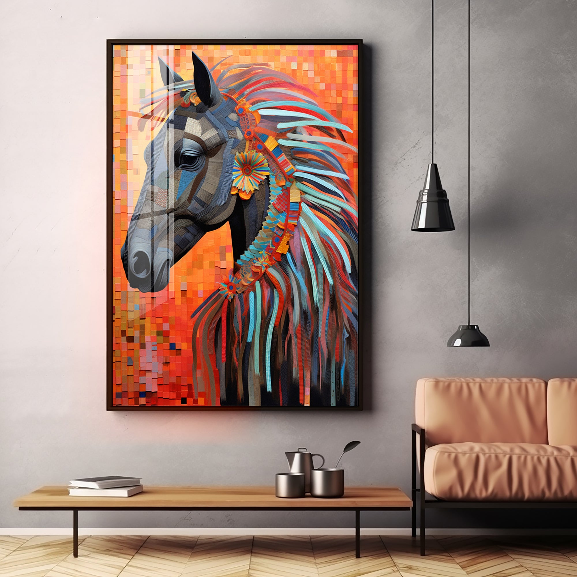 Multicolor Horse Premium Acrylic Vertical Wall Art
