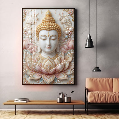 Meditating Lord Buddha Premium Acrylic Vertical Wall Art