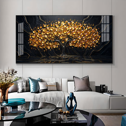 Midnight Gold Tree Premium Acrylic Horizontal Wall Art