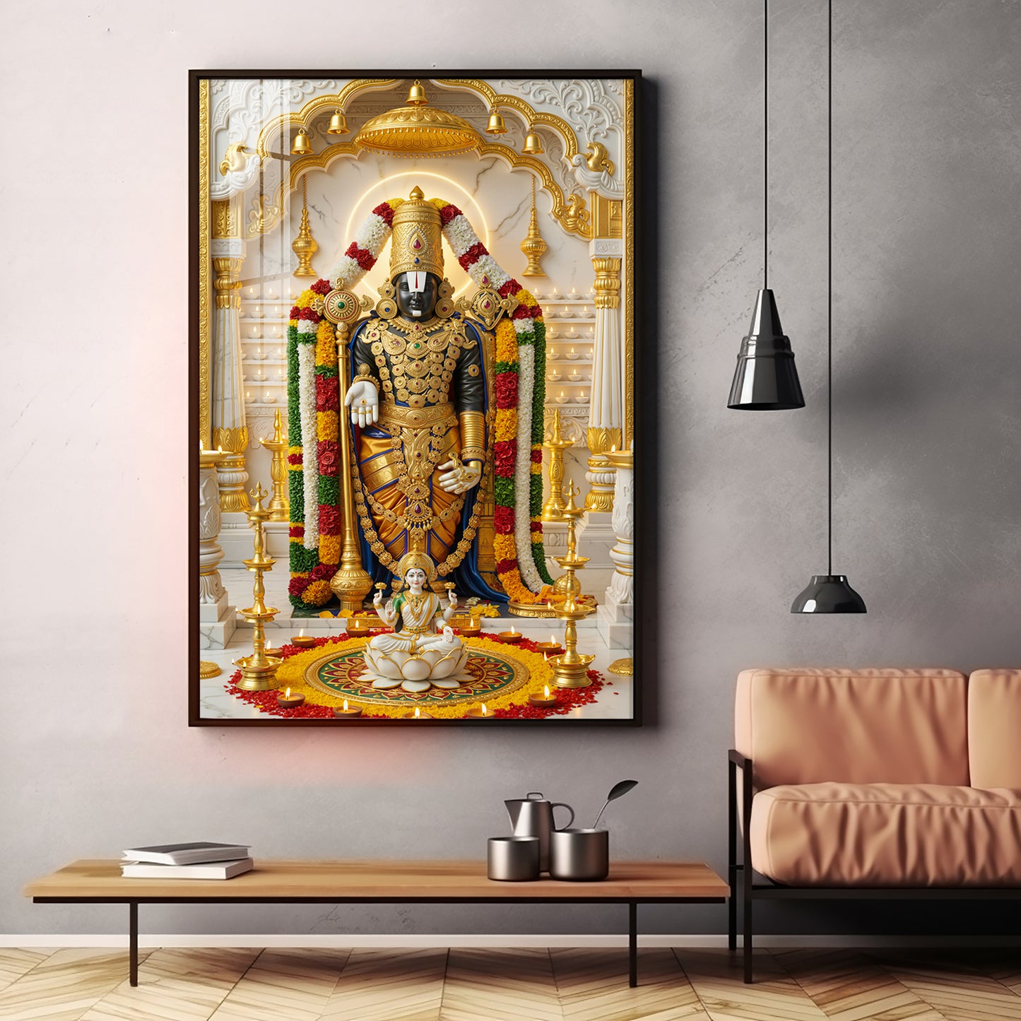 Depiction of Lord Venkateswara Premium Acrylic Vertical Wall Art