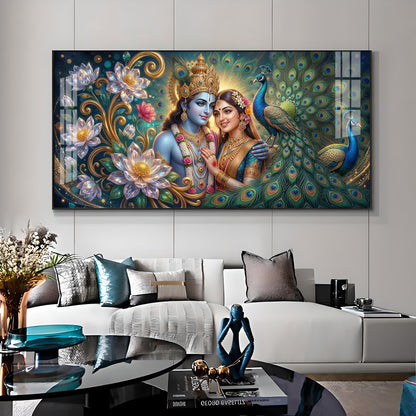 Shri Radhe Krishna Bhagwan Premium Acrylic Horizontal Wall Art