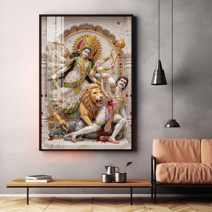 Hindu Maa Goddess Durga Premium Acrylic Vertical Wall Art