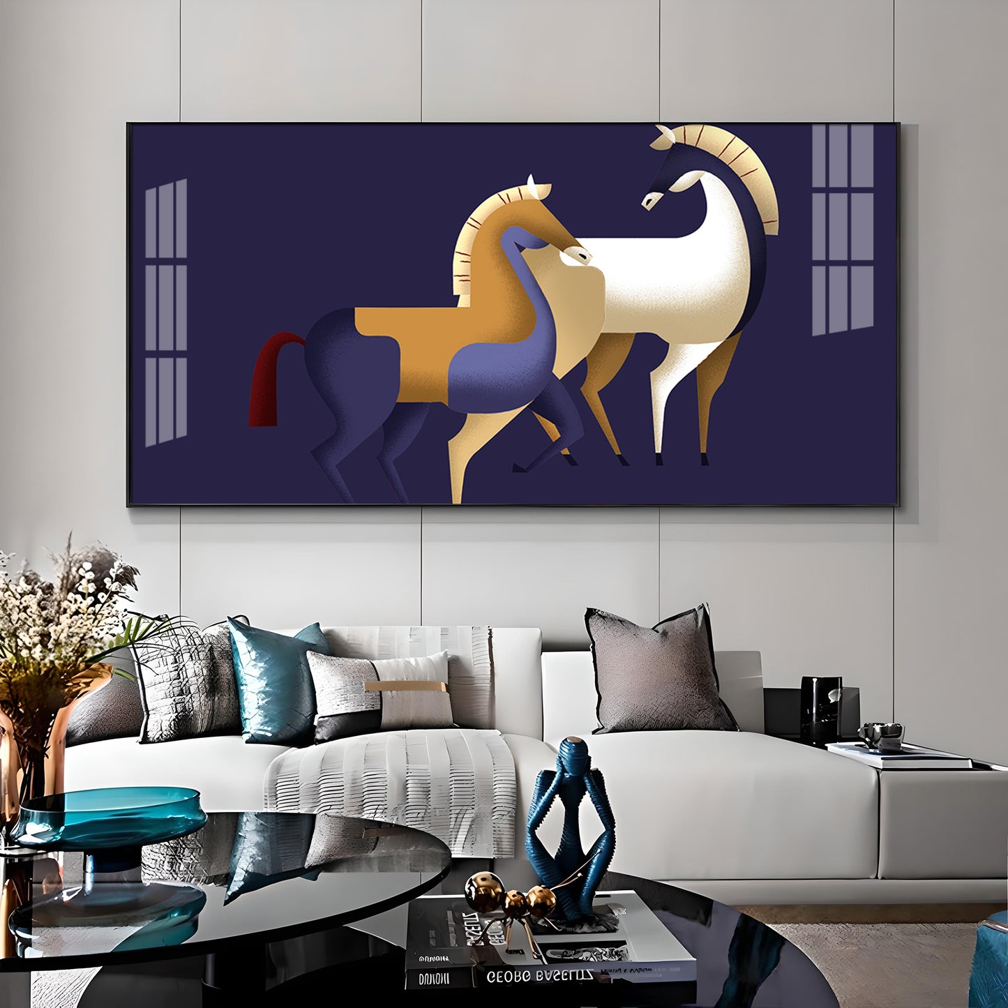 Two Stylized Horses Premium Acrylic Horizontal Wall Art