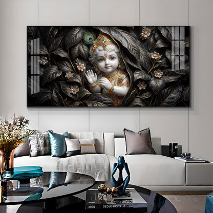 Little Lord Krishna Premium Acrylic Horizontal Wall Art