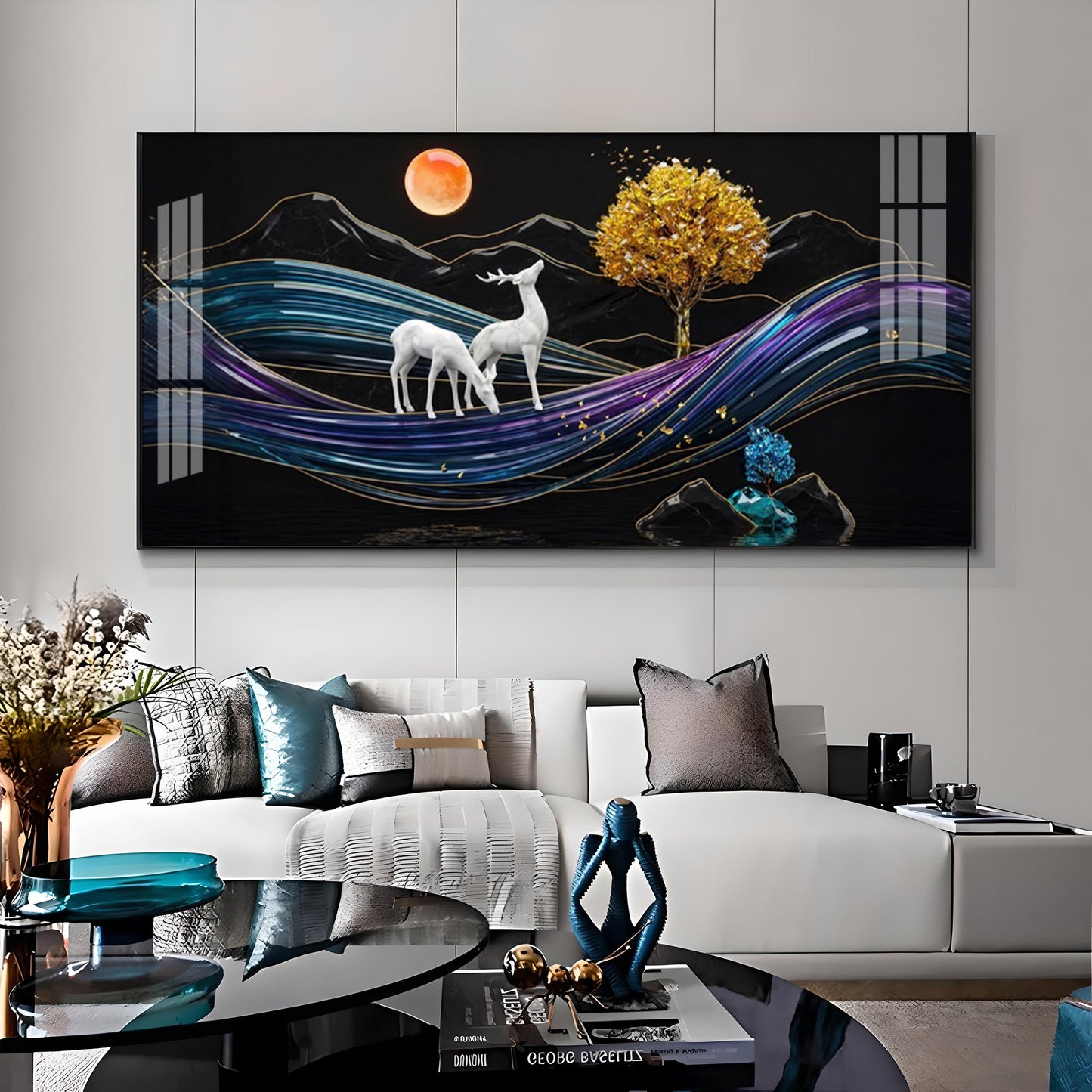 Tidal Deer Harmony Premium Acrylic Horizontal Wall Art
