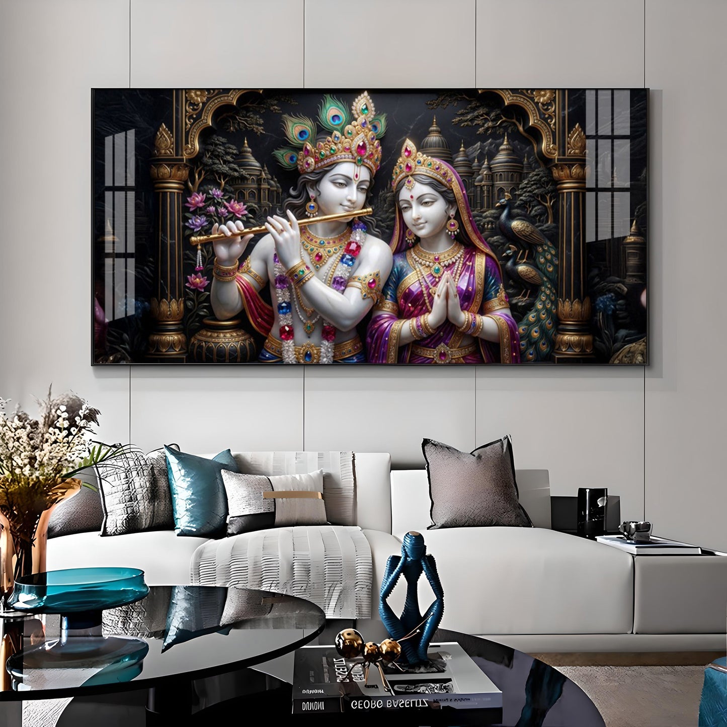 Timeless Love Krishna & Radha Premium Acrylic Horizontal Wall Art