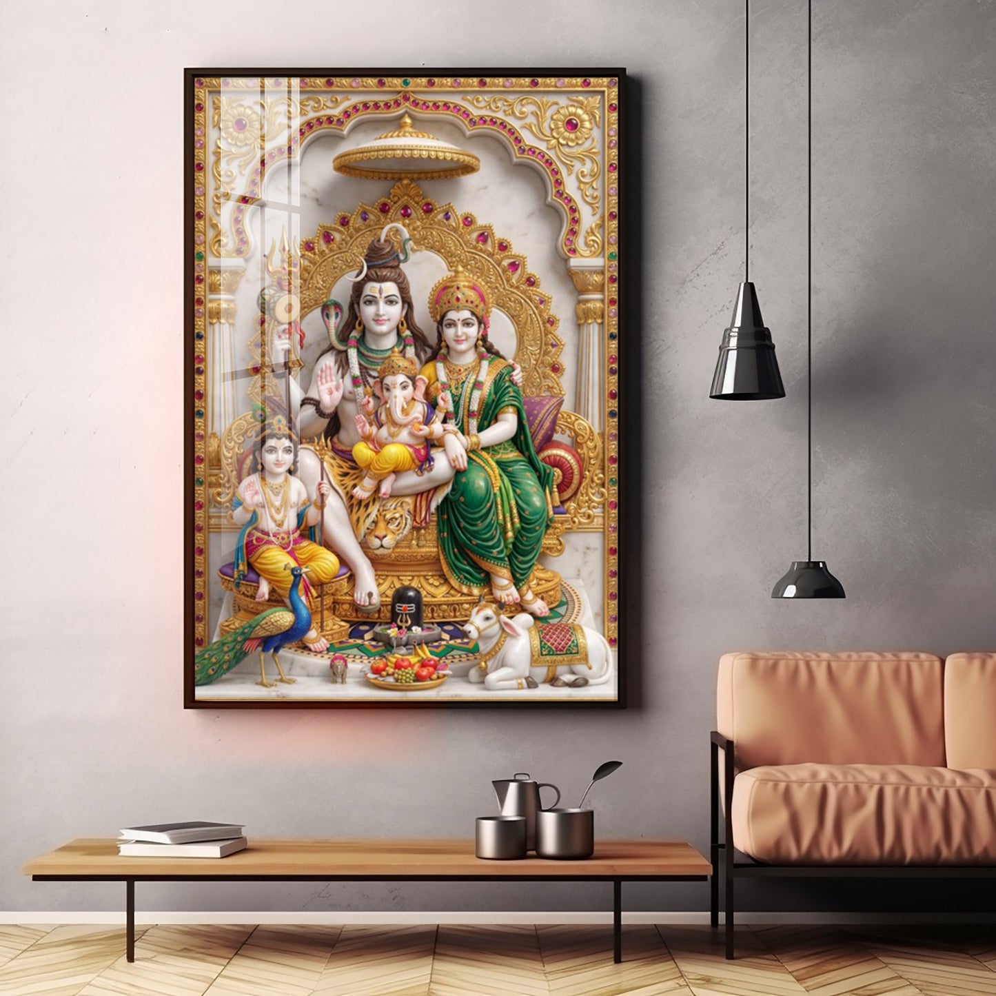 Shiva Parivar idol Premium Acrylic Vertical Wall Art