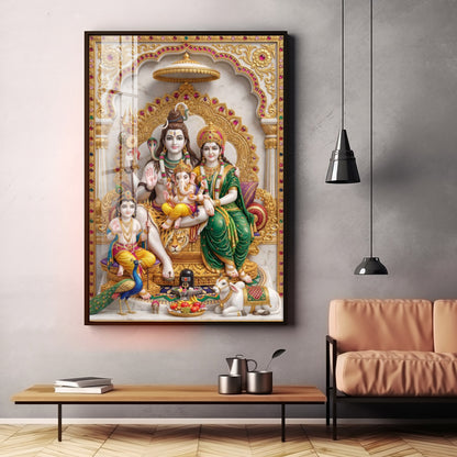 Shiva Parivar idol Premium Acrylic Vertical Wall Art