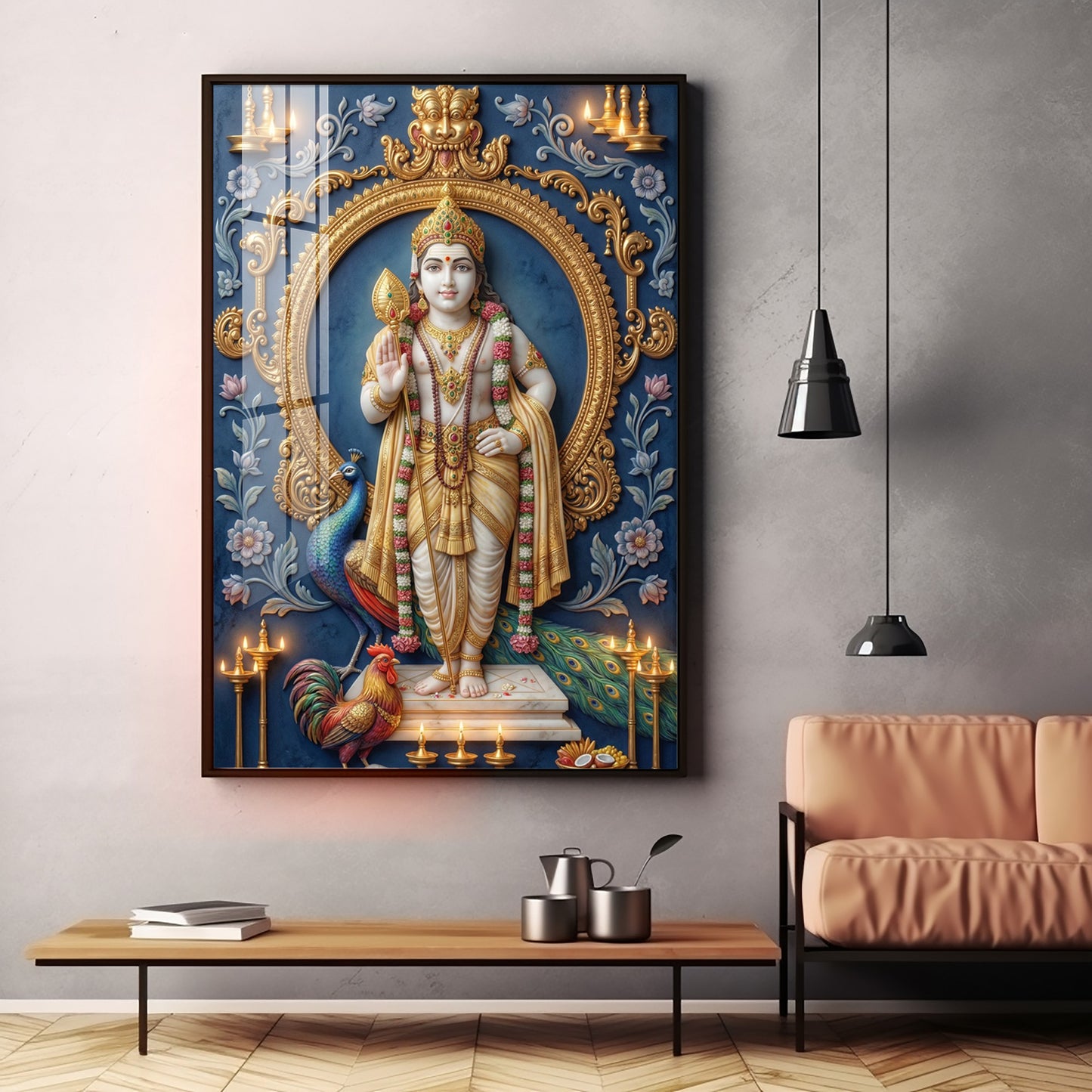 Hindu Lord Murugan Premium Acrylic Vertical Wall Art