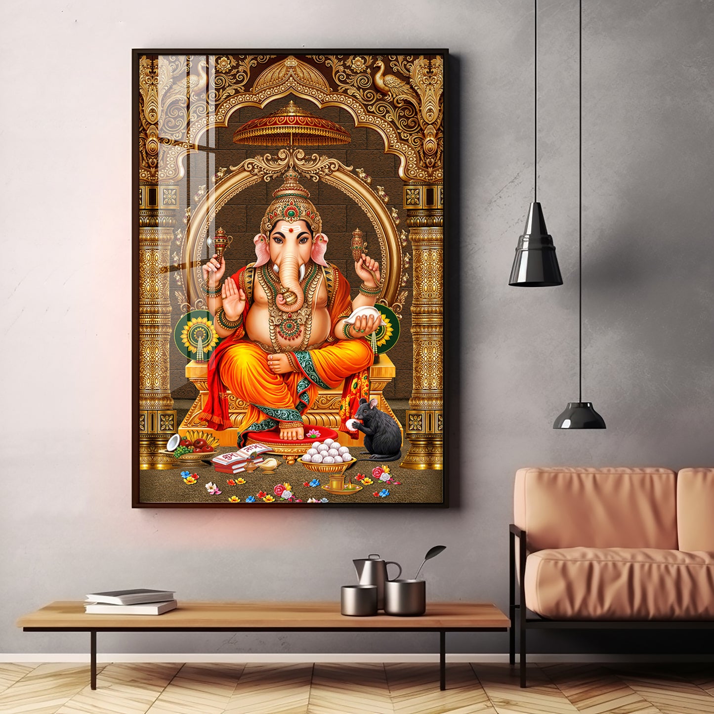 Lord Ganesha Ji Premium Acrylic Vertical Wall Art