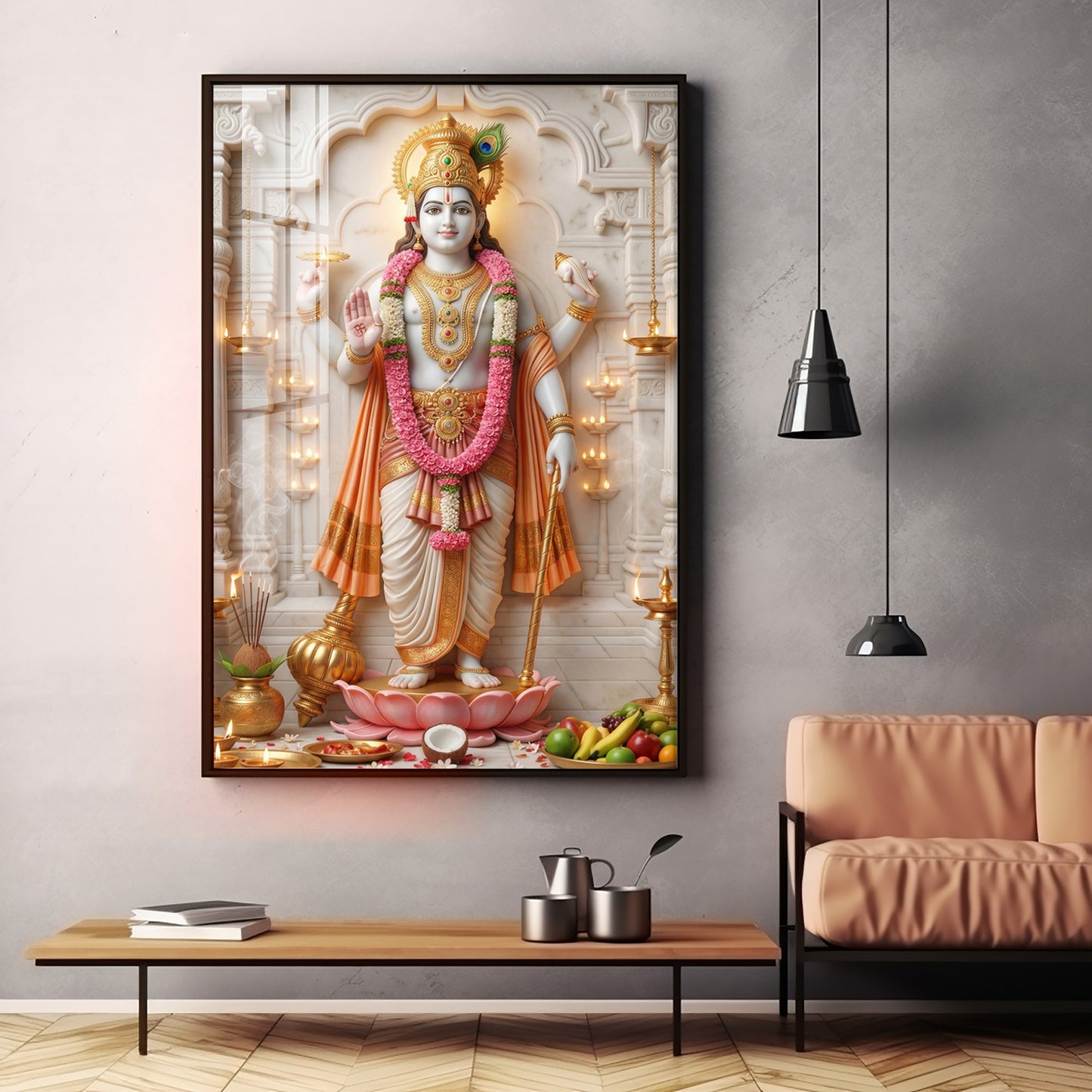 Vishnu Avatar Krishna Premium Acrylic Vertical Wall Art