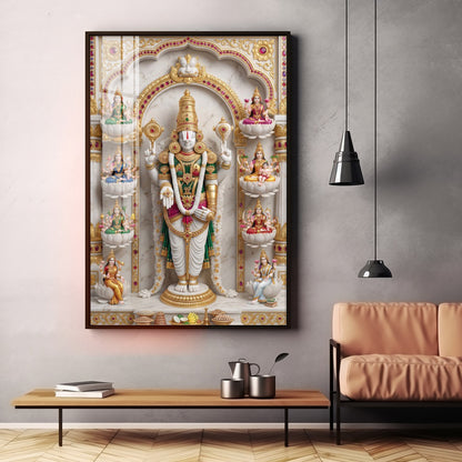 Lord Venkateswara Ashta Lakshmi Premium Acrylic Vertical Wall Art
