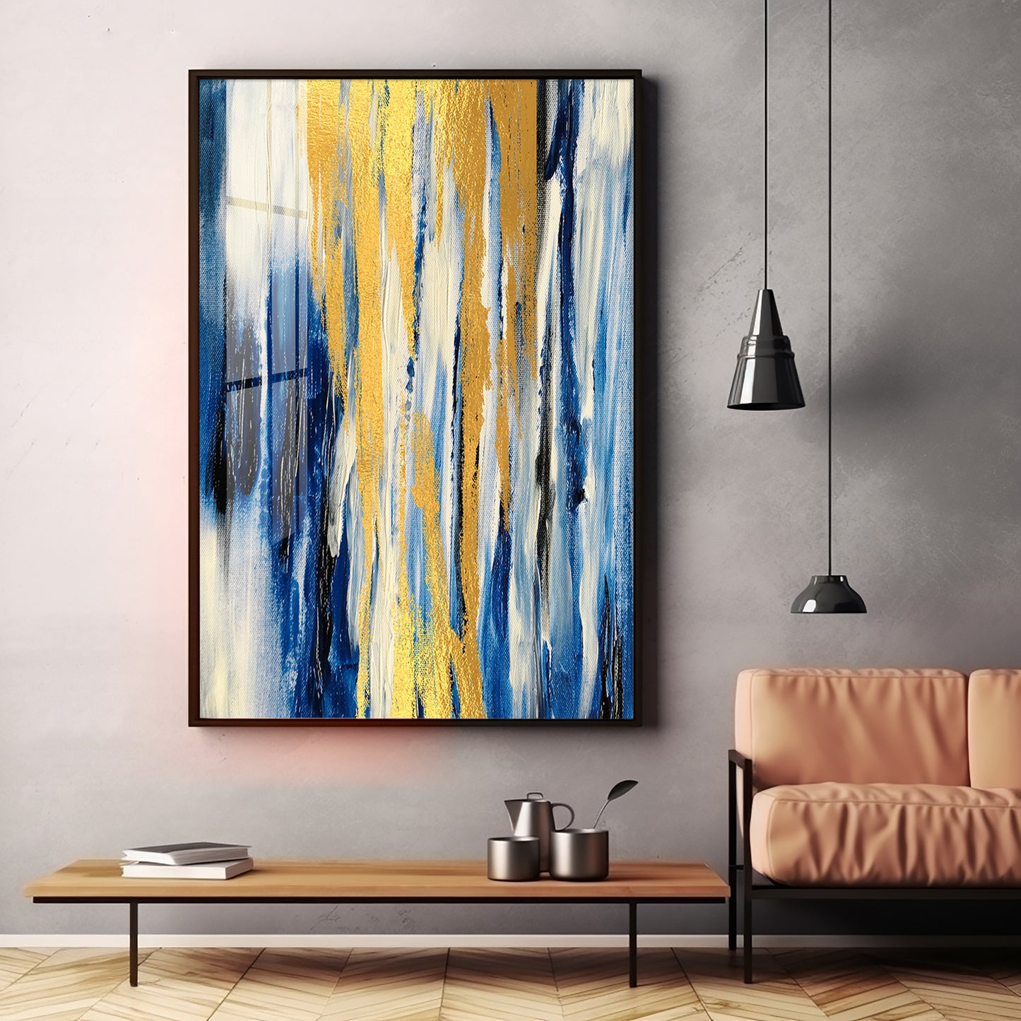 Radiant Blue Fusion Premium Acrylic Vertical Wall Art