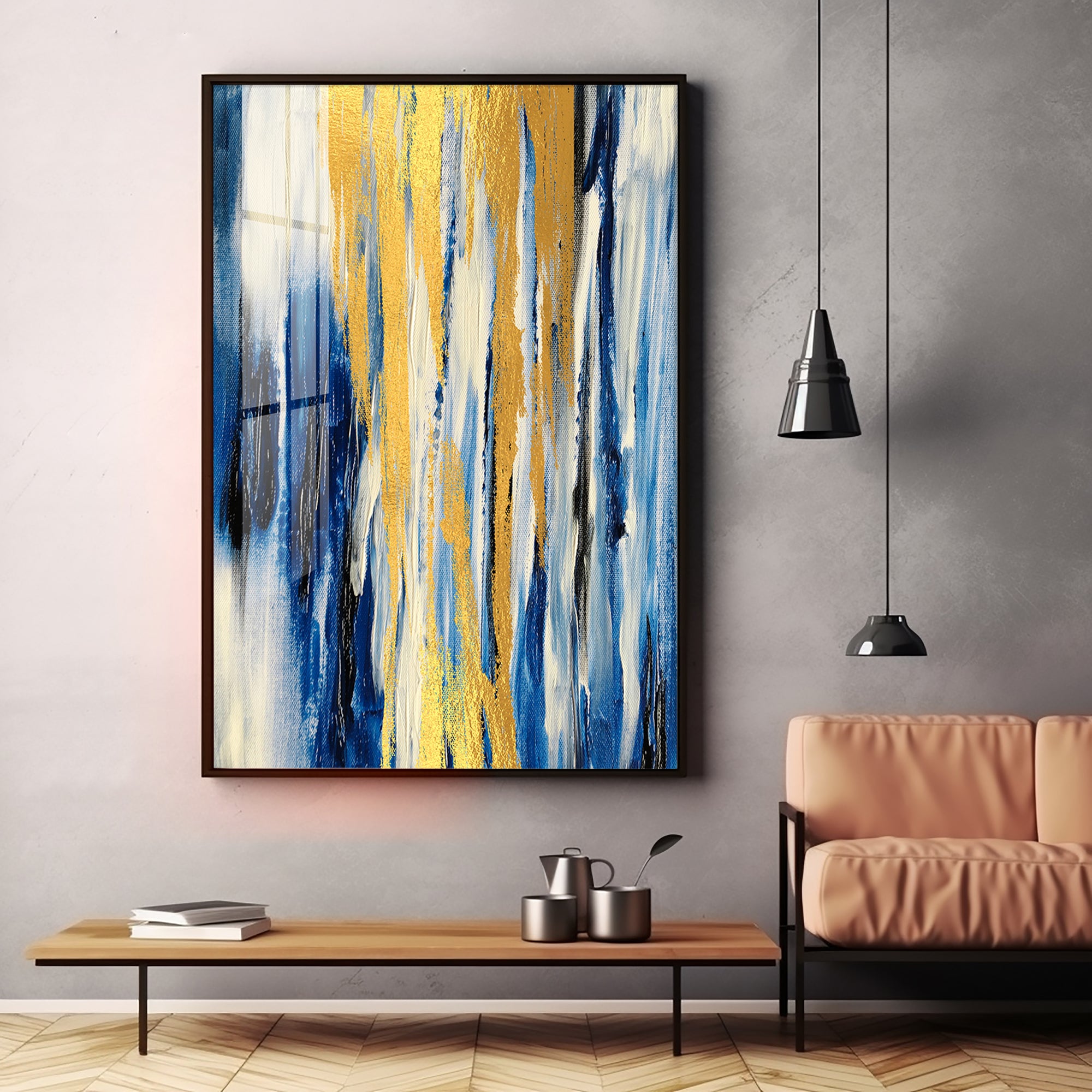 Radiant Blue Fusion Premium Acrylic Vertical Wall Art