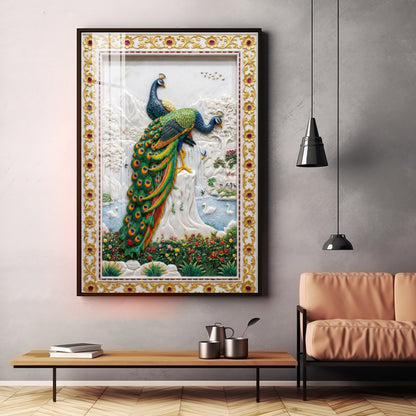 Beautiful Two Peacocks Premium Acrylic Vertical Wall Art