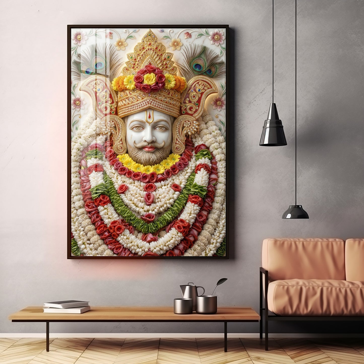 Hindu Deity Khatu Shyam Ji Premium Acrylic Vertical Wall Art
