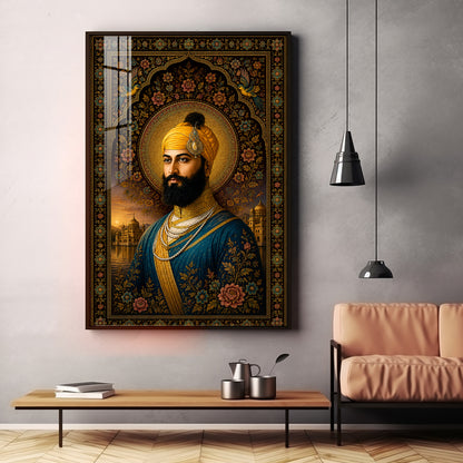 Guru Gobind Singh Ji Royal Portrait Premium Acrylic Vertical Wall Art