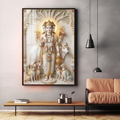 Hindu Deity Dattatreya Ji Premium Acrylic Vertical Wall Art