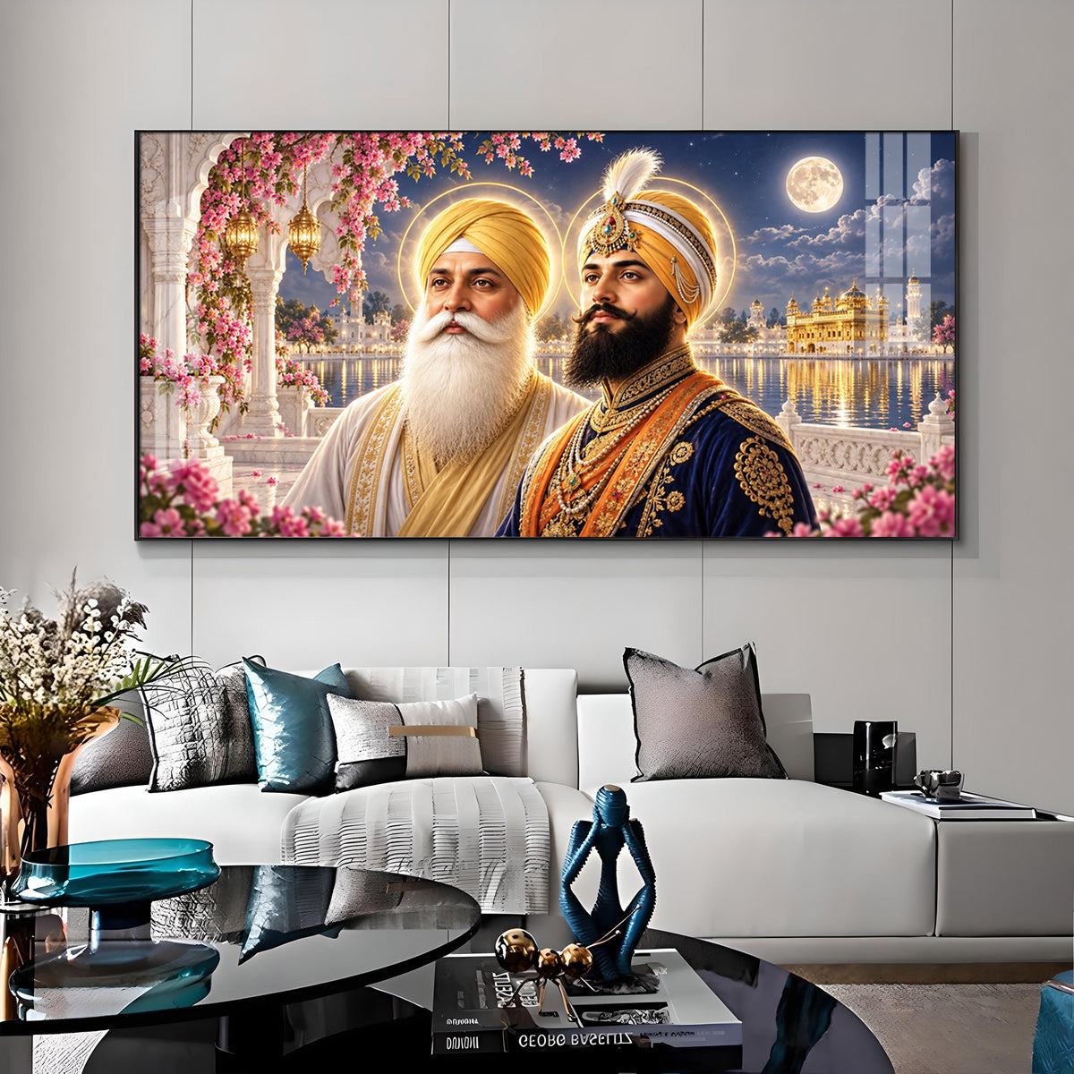 Guru Nanak Dev Ji and Guru Gobind Singh Ji Premium Acrylic Horizontal Wall Art
