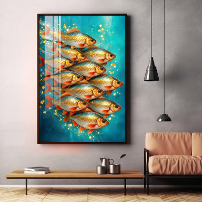 Shimmering Goldfish Premium Acrylic Vertical Wall Art