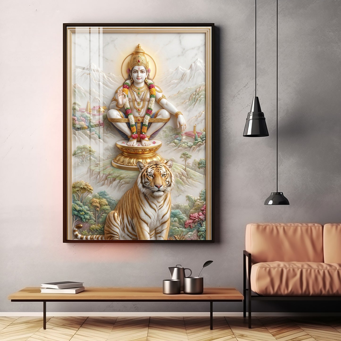 Hindu Deity Ayyappan Premium Acrylic Vertical Wall Art