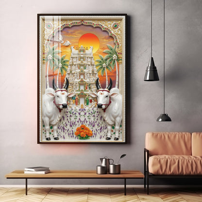 The Kamadhenu Cow Premium Acrylic Vertical Wall Art