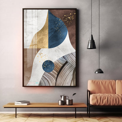 Nordic Modern Geometric Gold Premium Acrylic Vertical Wall Art