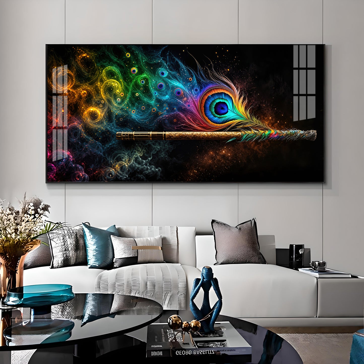 Divine Krishna Coverts Illumination Premium Acrylic Horizontal Wall Art
