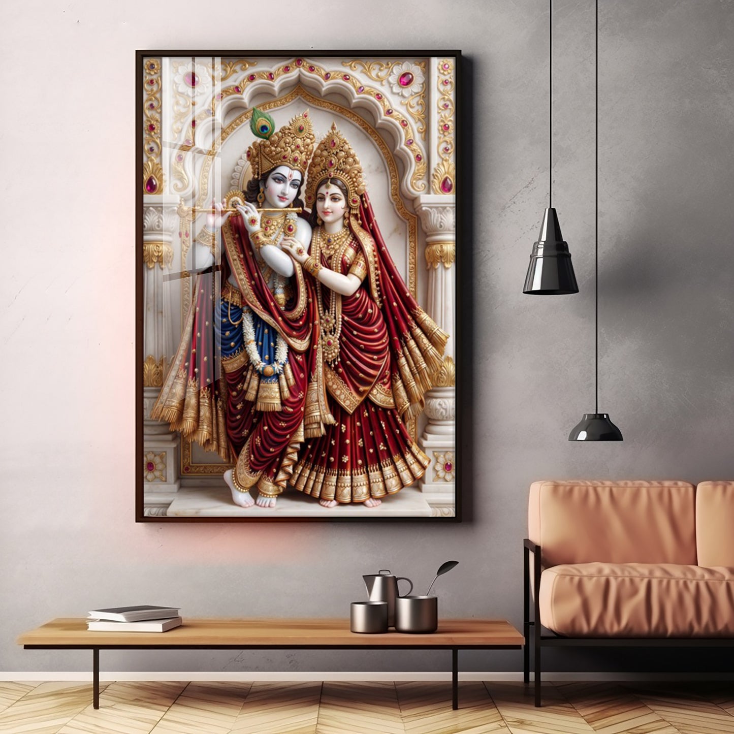 Divine Wisdom Of Radha Krishna Premium Acrylic Vertical Wall Art