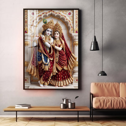 Divine Wisdom Of Radha Krishna Premium Acrylic Vertical Wall Art