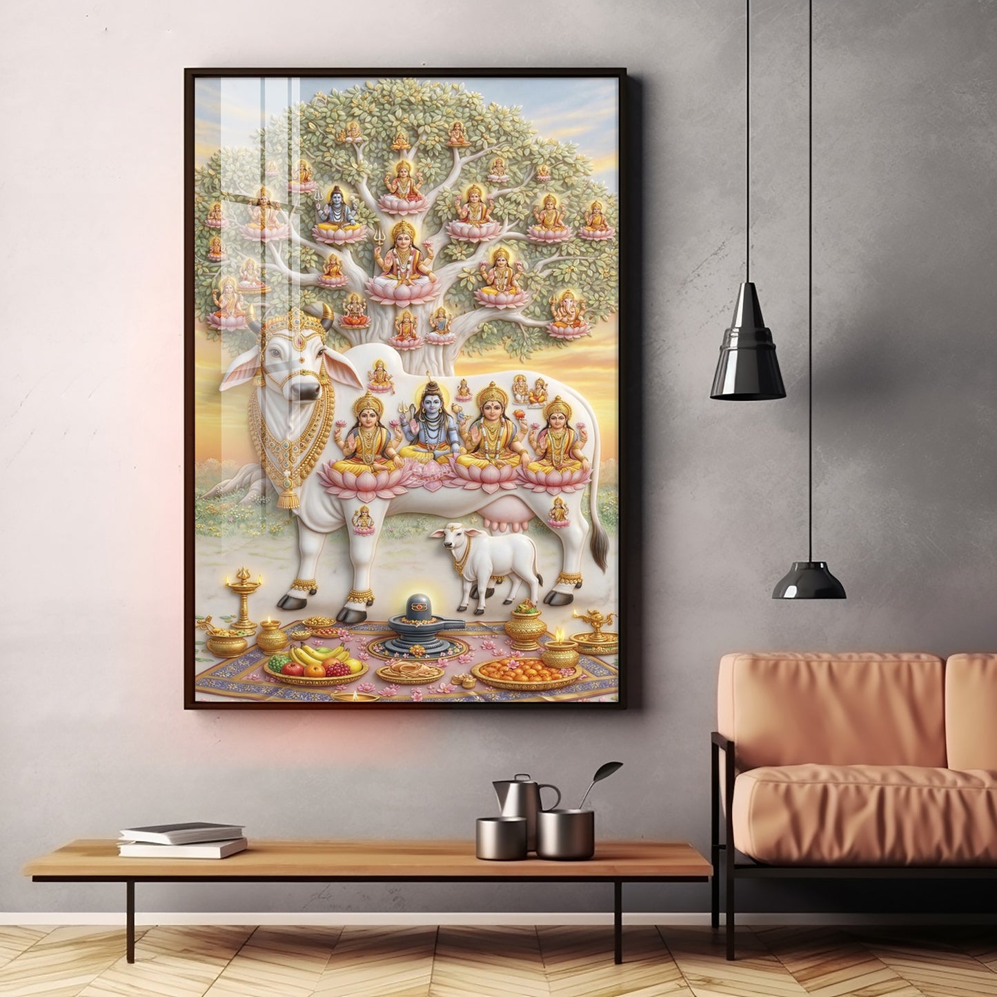 Gomatha Kamadhenu Premium Acrylic Vertical Wall Art