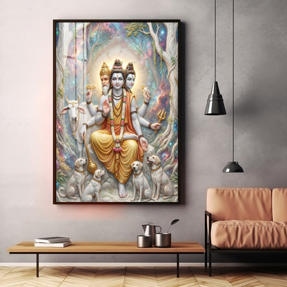 Hindu Deity Dattatreya Premium Acrylic Vertical Wall Art