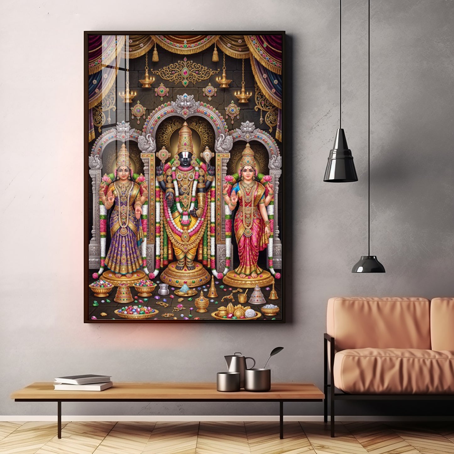 Lord Tirupati Venkateswara Premium Acrylic Vertical Wall Art