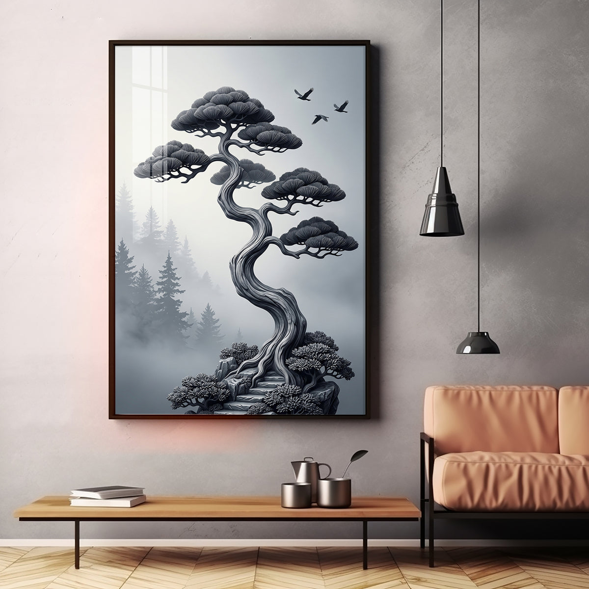 Japanese Bonsai Tree Premium Acrylic Vertical Wall Art