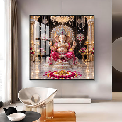 Ganpati Bappa Premium Acrylic Square Wall Art