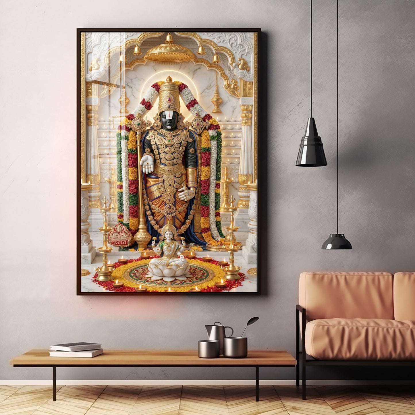 Depiction of Lord Venkateswara Premium Acrylic Vertical Wall Art