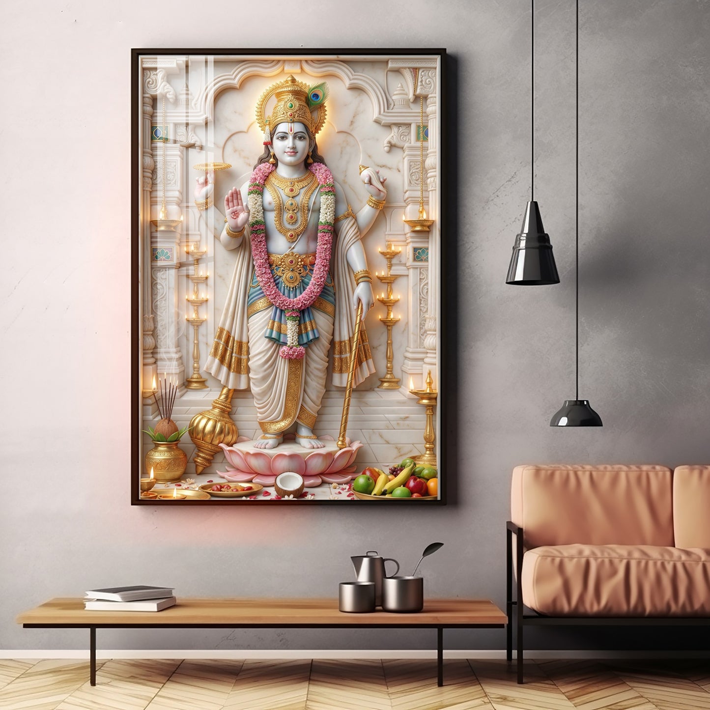 Religious Krishna ji Premium Acrylic Vertical Wall Art
