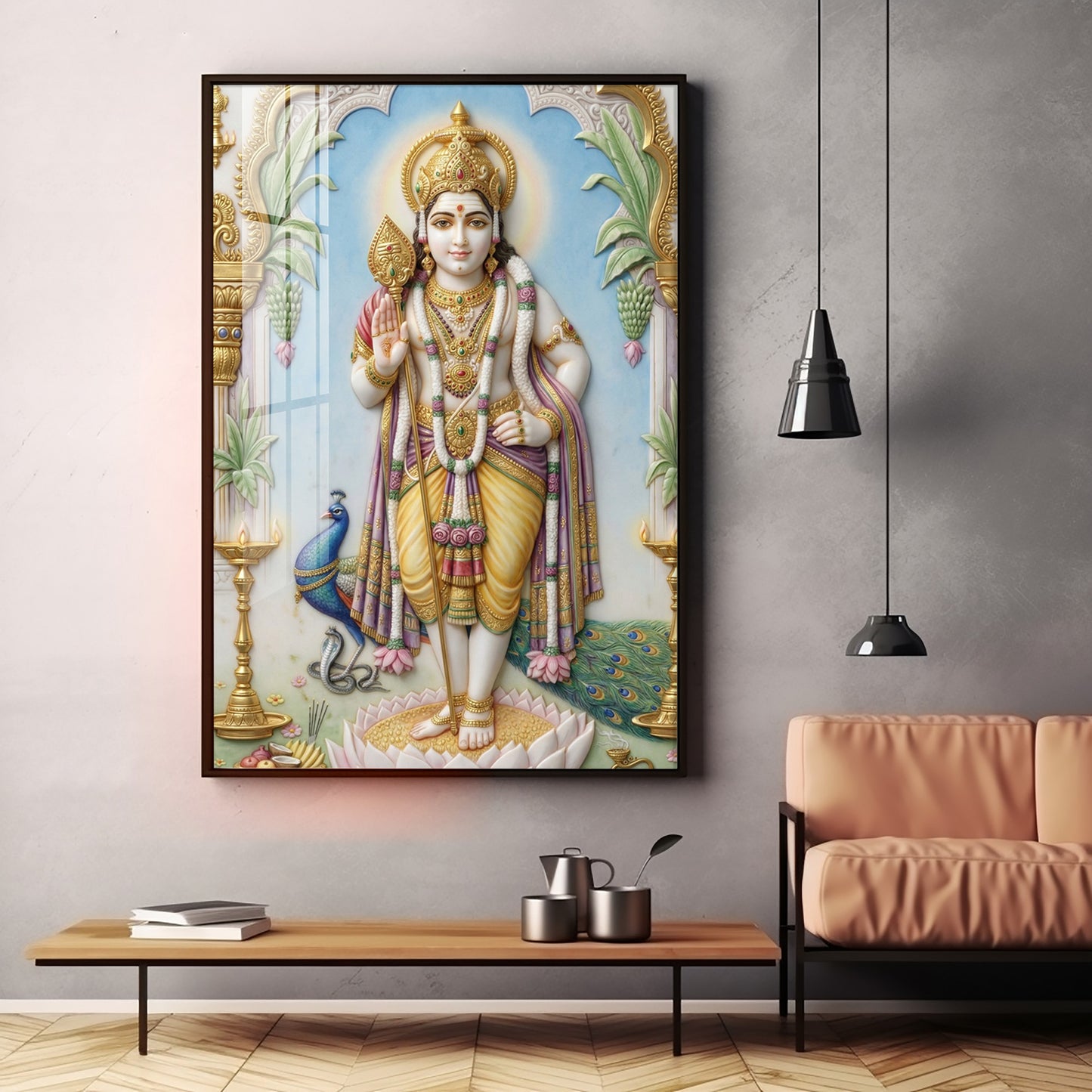 Deity Murugan Ji Premium Acrylic Vertical Wall Art