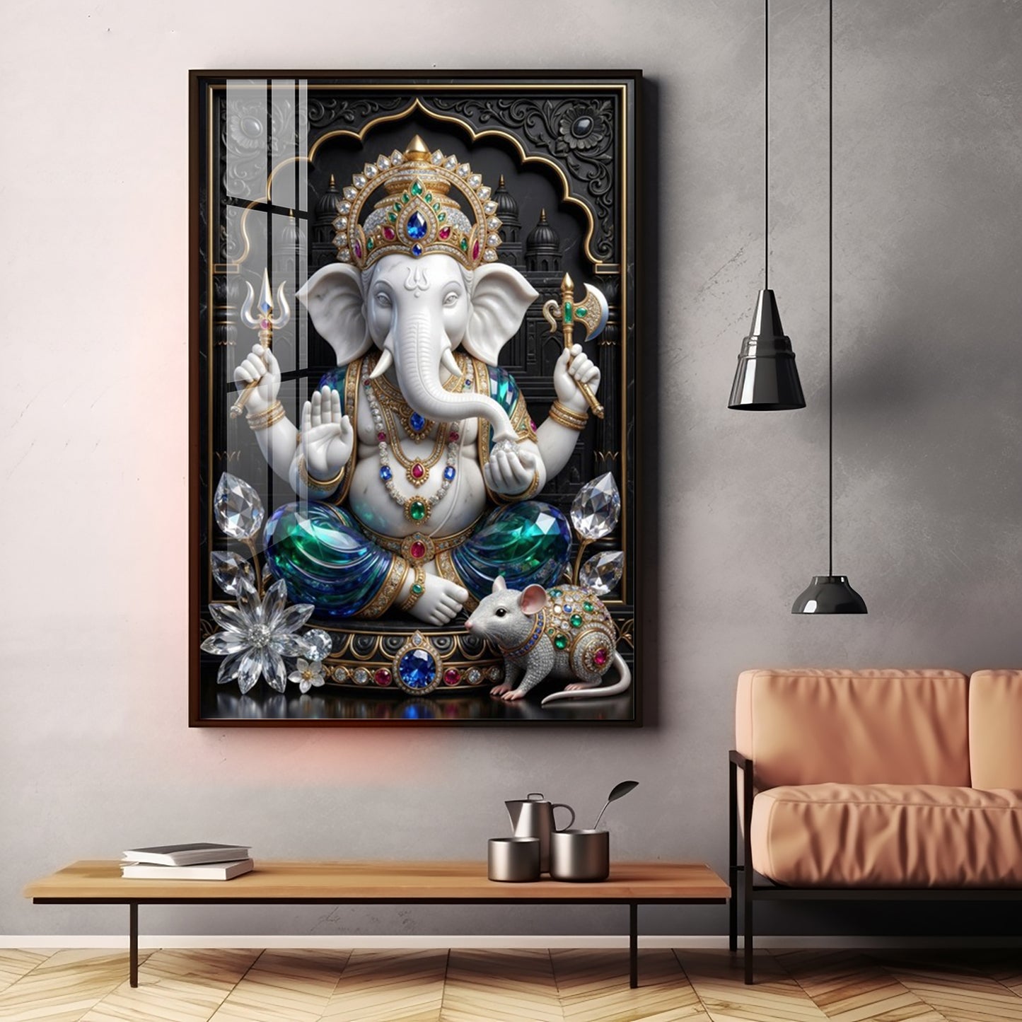 Hindu Deity Ganpati Ji Premium Acrylic Vertical Wall Art