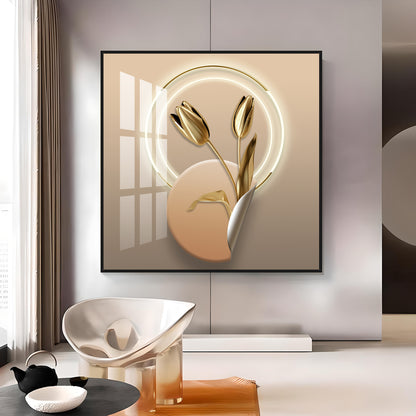 Gold Tulip Premium Acrylic Square Wall Art