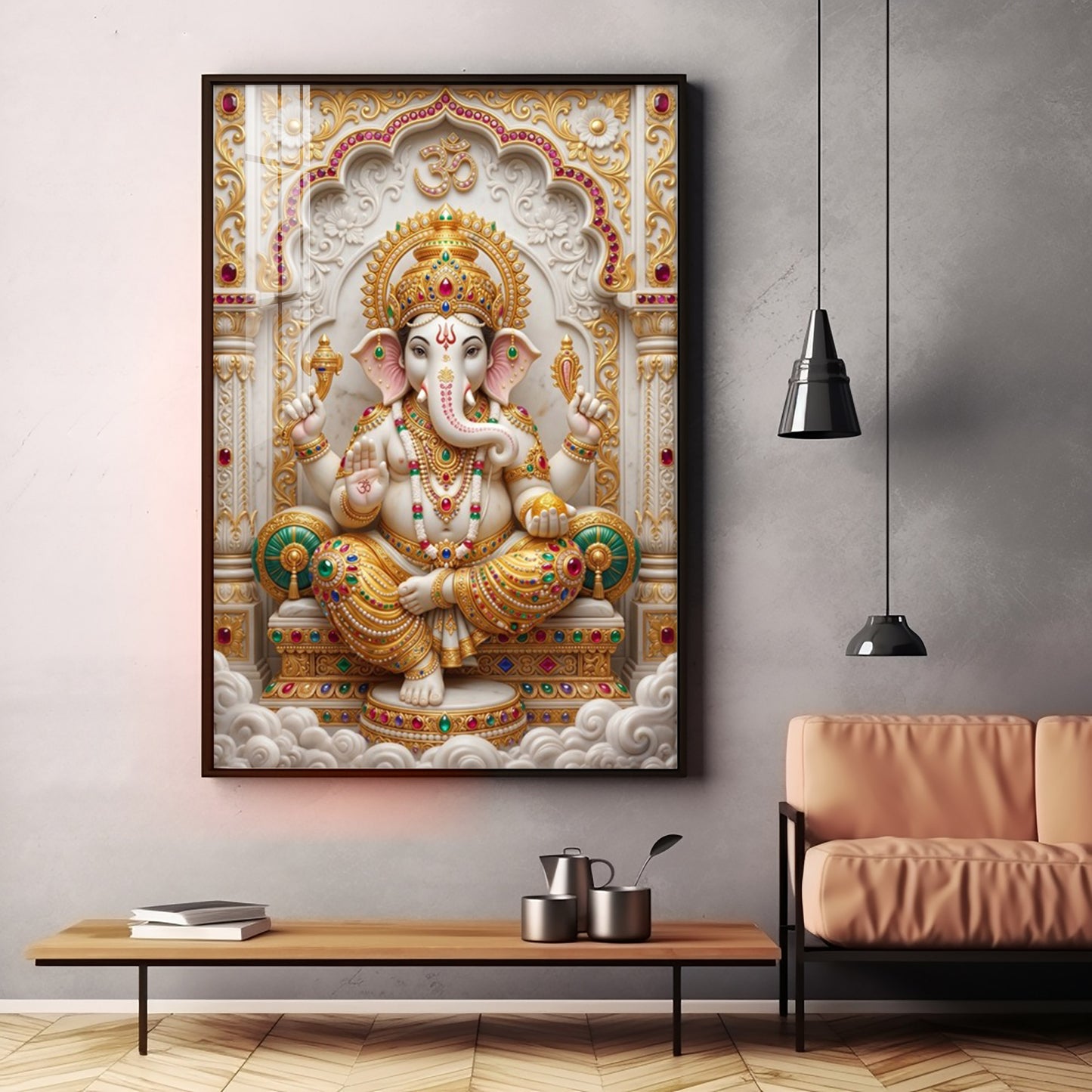Hindu Deity Of Wisdom Ganesh ji Premium Acrylic Vertical Wall Art