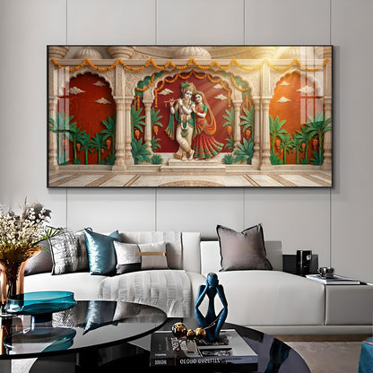 Hindu Deity Krishna With Radha Premium Acrylic Horizontal Wall Art