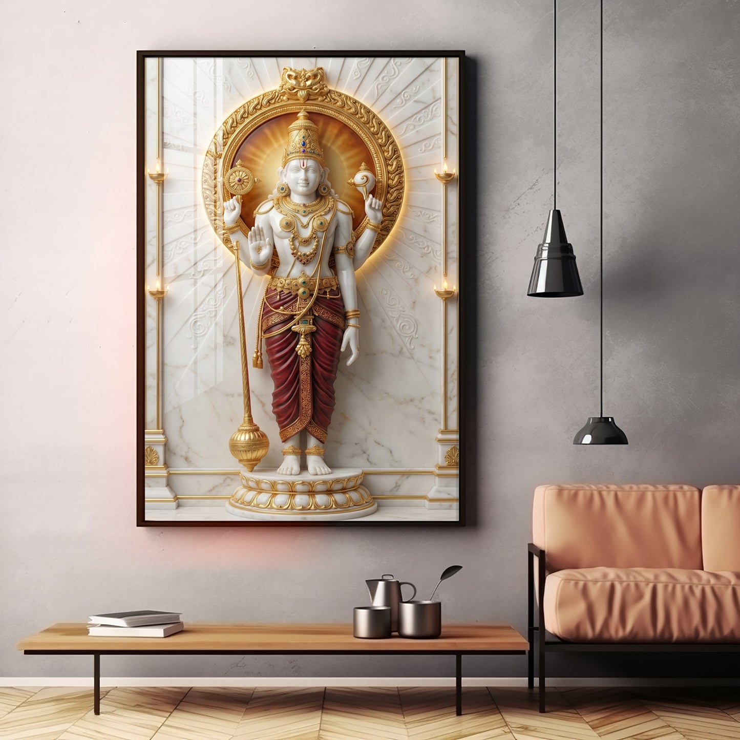 Hindu Deity Kartikeya Premium Acrylic Vertical Wall Art