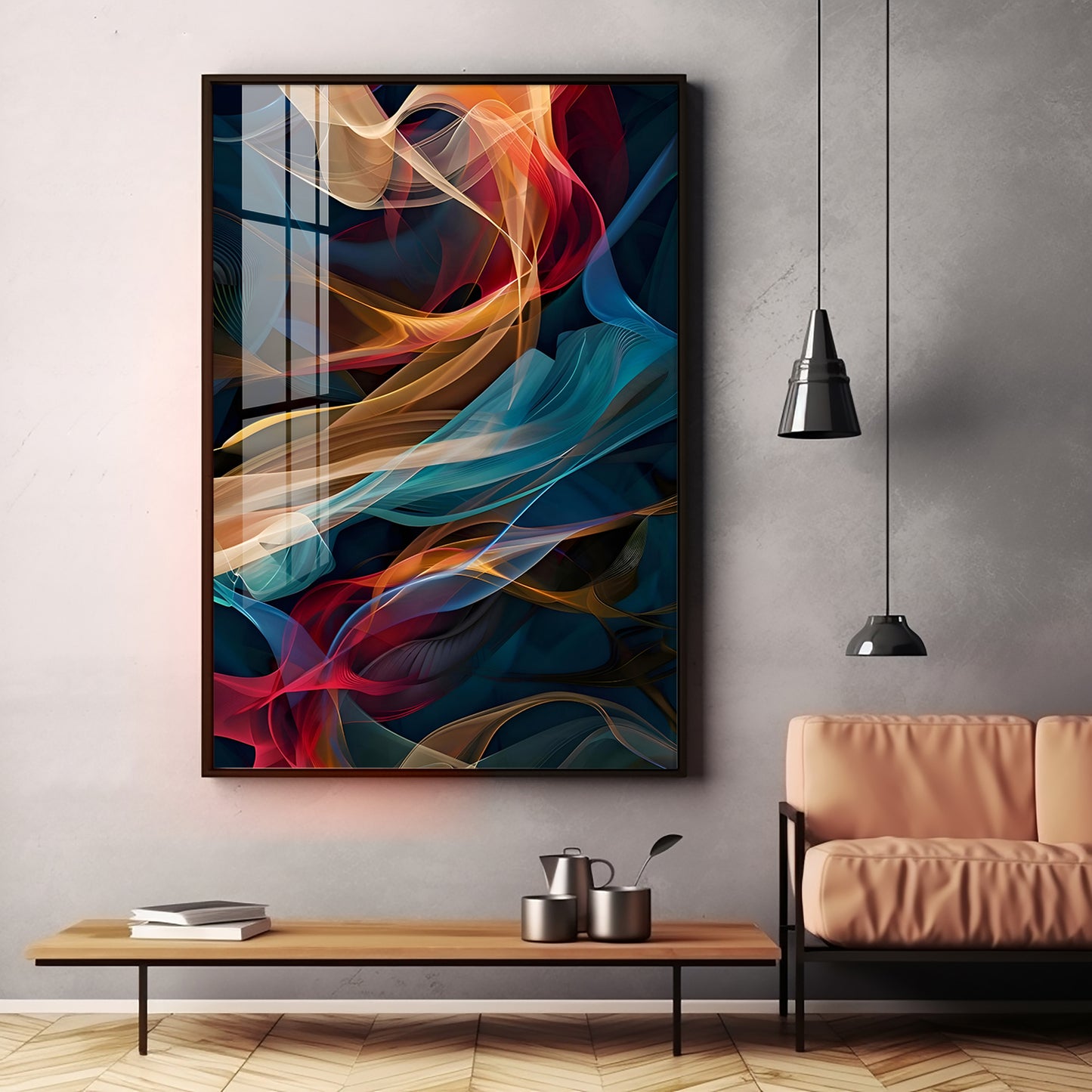 Vibrant Wave Symphony Premium Acrylic Vertical Wall Art