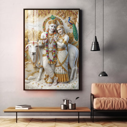 Serenity of Radha Krishna Premium Acrylic Vertical Wall Art