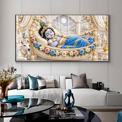 Little Krishna Sleeping Premium Acrylic Horizontal Wall Art