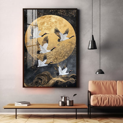 Majestic Cranes Soar Premium Acrylic Vertical Wall Art